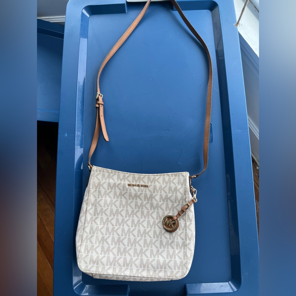 Michael Kors Cream and Tan Crossbody Bag